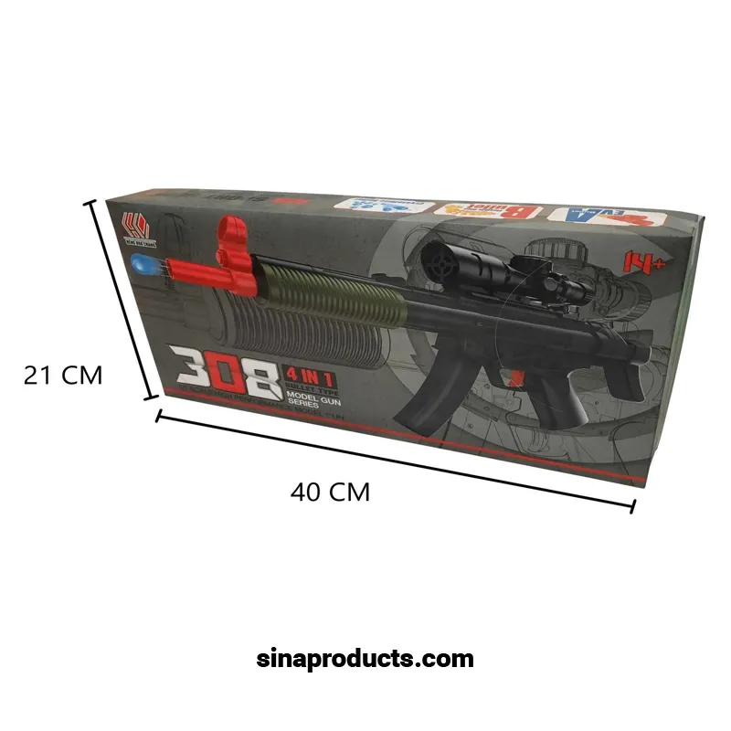 تفنگ اسباب بازی 4 کاره مدل 308 همراه با تیر